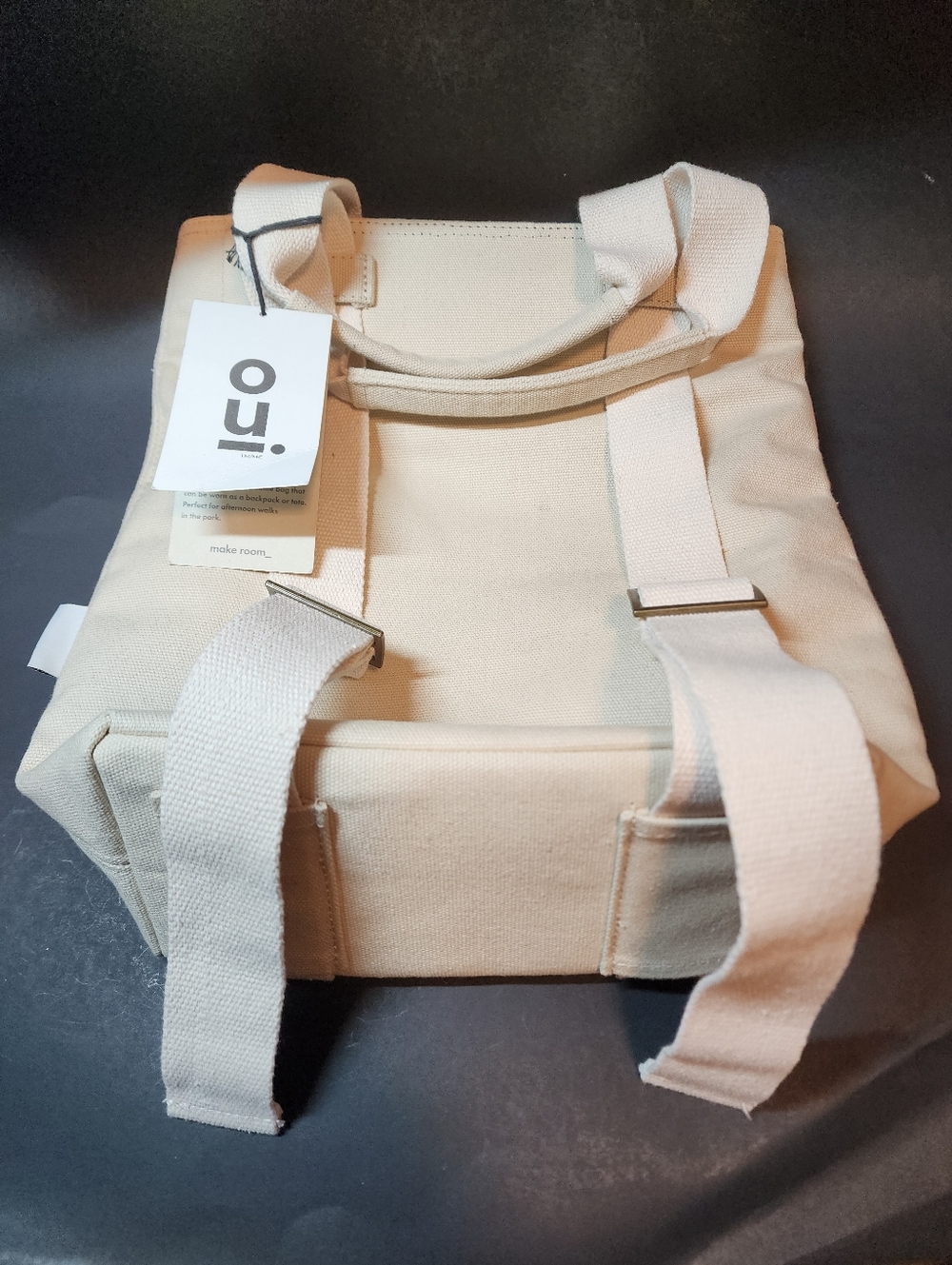 Oui Canvas Backpack Tote in Cream, Summer Bag